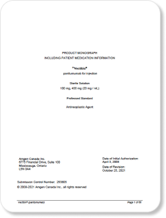 Thumbnail of Vectibix Product Monograph. 